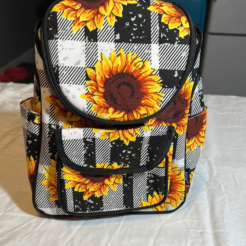 Yellow and Brown Sunflower Backpack with Durable Fabric